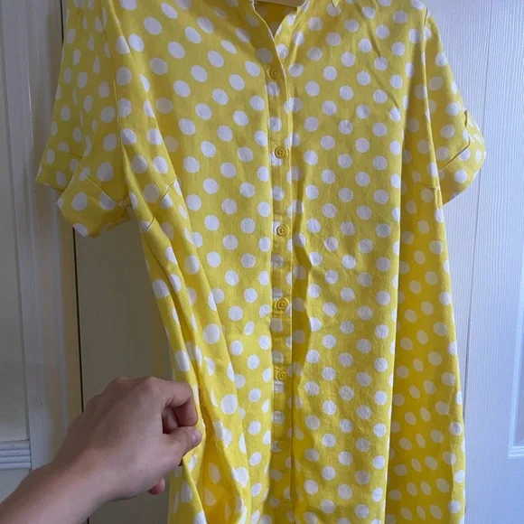 Lisa Marie Fernandez Yellow and White Polka Dot Top (XXL) - Picture 7 of 14